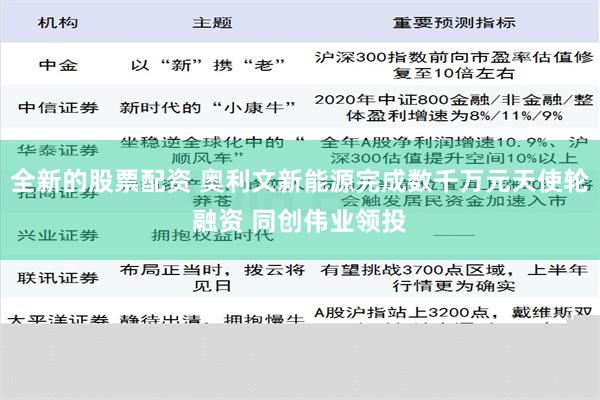 全新的股票配资 奥利文新能源完成数千万元天使轮融资 同创伟业领投