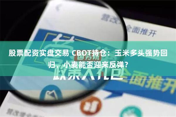 股票配资实盘交易 CBOT持仓：玉米多头强势回归，小麦能否迎来反弹？