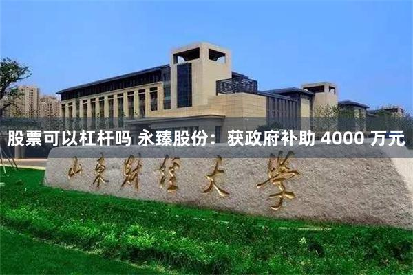 股票可以杠杆吗 永臻股份：获政府补助 4000 万元