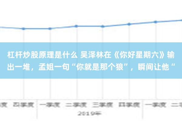 杠杆炒股原理是什么 吴泽林在《你好星期六》输出一堆，孟姐一句“你就是那个狼”，瞬间让他“